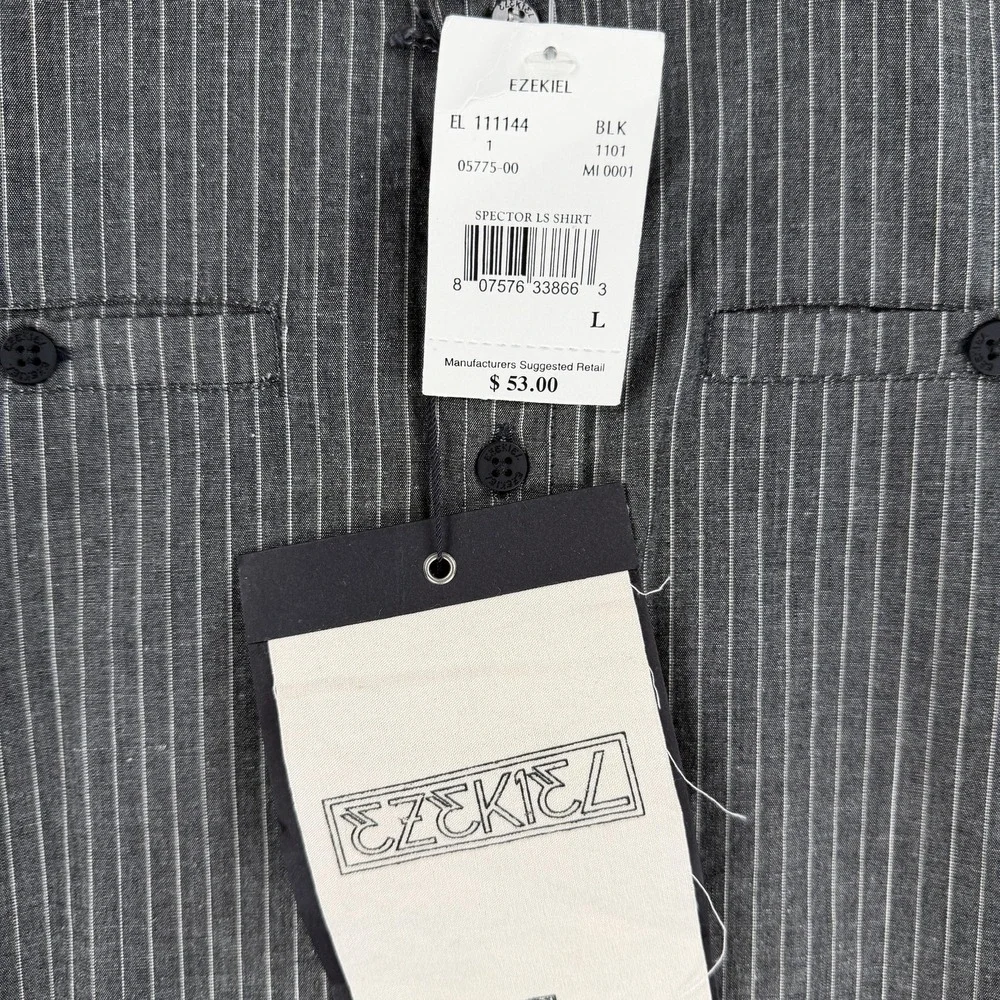 Ezekiel Shirt Mens Large Spector Black Stripe Long Sleeve Button Front‎ Casual